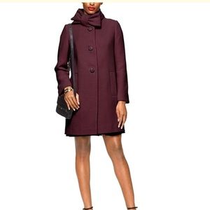 Kate spade bow tie burgundy wool coat